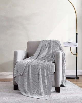 Kate Aurora University Living® Ultra Soft & Plush Oversized "The Scholar" Cable Knit Cotton Accent Throw Blanket 4 Kate Aurora University Living® Ultra Soft & Plush Oversized "The Scholar" Cable Knit Cotton Accent Throw Blanket - Image 4