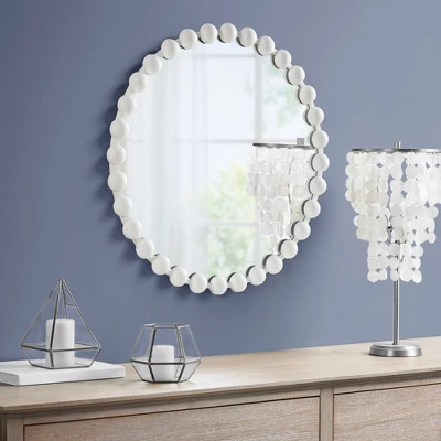 27" Marlowe Beaded Round Wall Mirror White - Madison Park 3 27" Marlowe Beaded Round Wall Mirror White - Madison Park - Image 3