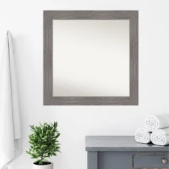 32" X 32" Non-Beveled Pinstripe Plank Gray Bathroom Wall Mirror - Amanti Art -Home Decoration Sale GUEST 01db1a0a 9e44 434c 89aa 791ffd0d000a