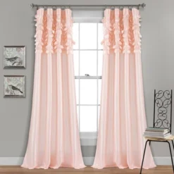 Home Boutique Circle Dream Window Curtain Panels Blush Set 54X84