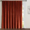 Home Boutique Prima Velvet Solid Light Filtering Back Tab/Rod Pocket Window Curtain Panel Rust Single 114x84
