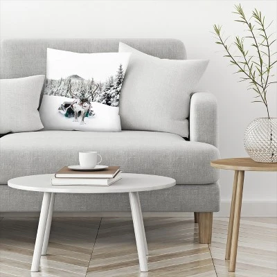 Reindeer And Snowy Forest Trees By Tanya Shumkina Throw Pillow - Americanflat 2 Reindeer And Snowy Forest Trees By Tanya Shumkina Throw Pillow - Americanflat - Image 2