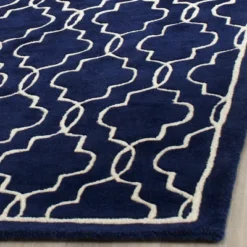 2'3"x9' Runner Jennie Quatrefoil Design Tufted Accent Rug Dark Blue/Ivory - Safavieh