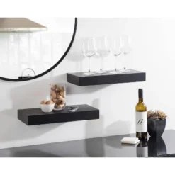 2pc 18" Havlock Wood Shelf Set Black - Kate & Laurel All Things Decor -Home Decoration Sale GUEST 0691184c 418a 4ced 8cbd 2e0e825650ea