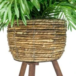30" X 18" Artificial Phoenix Palm Plant In Basket Stand - LCG Florals