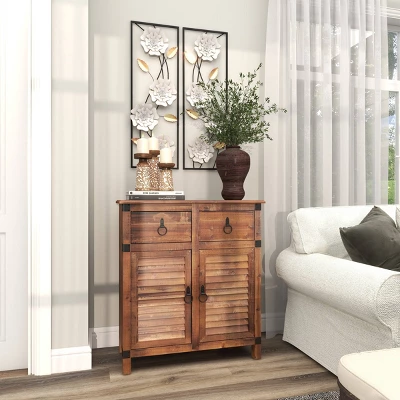 Set Of 2 Metal Floral Wall Decors With Black Frame White - Olivia & May 12 Set Of 2 Metal Floral Wall Decors With Black Frame White - Olivia & May - Image 12