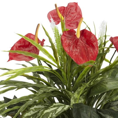 Nearly Natural Mixed And Anthurium W/Decorative Vase Silk Plant 1 Nearly Natural Mixed And Anthurium W/Decorative Vase Silk Plant
