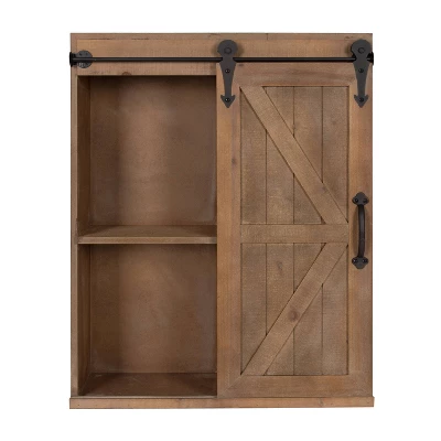 Decorative Wall Storage Cabinet With Sliding Barn Door Rustic Brown - Kate & Laurel All Things Decor 5 Decorative Wall Storage Cabinet With Sliding Barn Door Rustic Brown - Kate & Laurel All Things Decor - Image 5