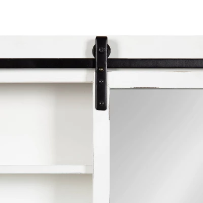 22" X 28" Wexton Decorative Farmhouse Wall Cabinet With Sliding Mirror Door White - Kate & Laurel All Things Decor 2 22" X 28" Wexton Decorative Farmhouse Wall Cabinet With Sliding Mirror Door White - Kate & Laurel All Things Decor - Image 2