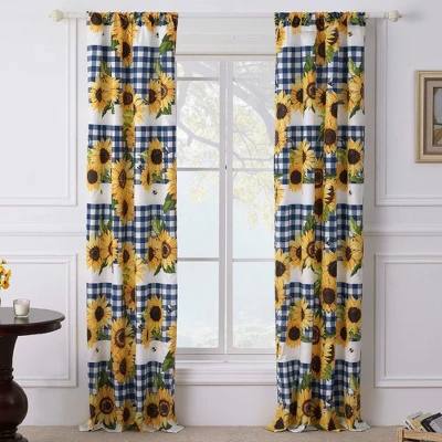 Sunflower Window Panel Blackout Curtain Pair 42" X 84" Gold By Barefoot Bungalow 1 Sunflower Window Panel Blackout Curtain Pair 42" X 84" Gold By Barefoot Bungalow