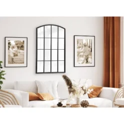 24" X 36" Forsyth Windowpane Arch Mirror Black - Kate & Laurel All Things Decor -Home Decoration Sale GUEST 0b7a720d 9519 40e4 a292 220c1f5d71d8