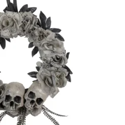 Northlight Double Skull And Gray Roses Halloween Wreath, 16-Inch, Unlit -Home Decoration Sale GUEST 0c48446c 21f9 493e 9611 5b7b1c4251ee