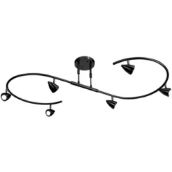 Pro Track Salazar S-Wave 6-Head LED Ceiling Track Light Fixture Kit Spot Light GU10 Adjustable Black Metal Modern Kitchen Bathroom Dining 54" Wide -Home Decoration Sale GUEST 0e0532c0 2325 45d3 b39e c1d70c7d9e20