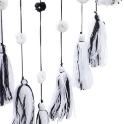 Bohemian Wool Floral Wall Decor With Tassels And Pom Poms – Olivia & May