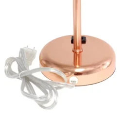19.5" Bedside Power Outlet Base Metal Table Desk Lamp Rose Gold With White Fabric Shade - Creekwood Home -Home Decoration Sale GUEST 106a5765 d4ab 4dd1 86bb 3cc22d294cc3