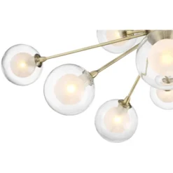 Possini Euro Design Modern Ceiling Light Semi Flush Mount Fixture Sputnik Brass 30 1/2" Wide 15-Light Double Glass Ball Hallway -Home Decoration Sale GUEST 12c54125 4052 423e 84a8 2d0203a94105