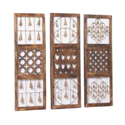 Wood Geometric Intricately Carved Wall Decor With Bells Set Of 3 Brown - Olivia & May 21 Wood Geometric Intricately Carved Wall Decor With Bells Set Of 3 Brown - Olivia & May -Home Decoration Sale GUEST 148c64e3 4d2c 40a8 b407 82baebc46109
