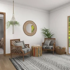 Wood Braided Frame Wall Mirror Beige - Olivia & May -Home Decoration Sale GUEST 14e8c7d1 261b 44bb bcad 2177ed818751