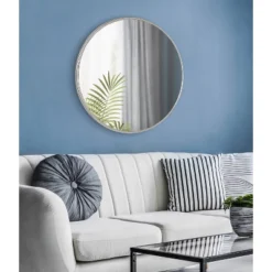 30" Caskill Round Wall Mirror Silver - Kate & Laurel All Things Decor -Home Decoration Sale GUEST 15423e44 ed04 45a6 892d ddb6c199010a