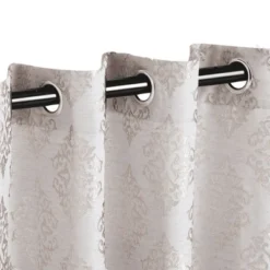 Venetian Damask Embroidered Jacquard Curtain Set With 2 Panels And Rod Pockets By Blue Nile Mills