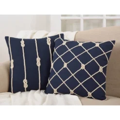 20"x20" Oversize Knotted Rope Square Throw Pillow Navy - Saro Lifestyle -Home Decoration Sale GUEST 18d30e2a 08b4 48f9 a64a 3a89a1e544ac