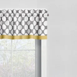 Bacati - Dots/Pin Stripes Grey/Yellow Window Valance