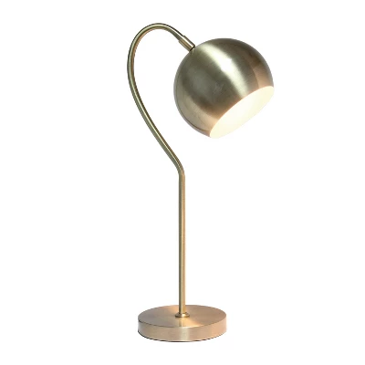Mid Century Curved Table Lamp With Dome Shade Antique Brass - Lalia Home 1 Mid Century Curved Table Lamp With Dome Shade Antique Brass - Lalia Home