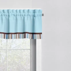 Bacati - Solid Stripes Aqua/Choc Window Valance