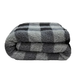 50"x60" Printed Solid Faux Shearling Reversible Throw Blanket - Mantolok