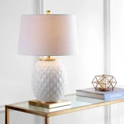 25.5" Glass/Metal Diamond Table Lamp (Includes Energy Efficient Light Bulb) - JONATHAN Y