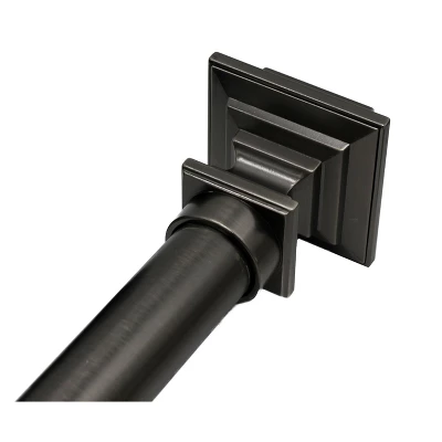 Linen Avenue Metal Square Single And Double Window Curtain Rod Set 1 Linen Avenue Metal Square Single And Double Window Curtain Rod Set