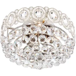 Vienna Full Spectrum Moira Vintage Ceiling Light Flush Mount Fixture 16" Wide Satin Nickel 6-Light Clear Crystal Balls For Bedroom Kitchen Living Room -Home Decoration Sale GUEST 1bb916ef 02d4 4554 9033 92831a6d8577