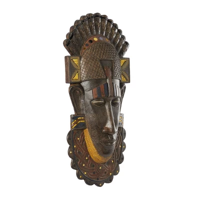 24" X 12" Polystone Mask Primitive African Sculpture Brown - Olivia & May 2 24" X 12" Polystone Mask Primitive African Sculpture Brown - Olivia & May - Image 2