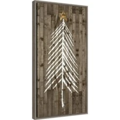 14" X 26" Wooded Whimsy I Tree By Grace Popp Framed Canvas Wall Art - Amanti Art