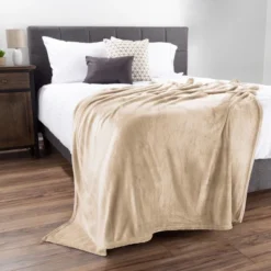 Flannel Fleece Throw Blanket- For Couch, Home Decor, Bed, Sofa & Chair- Oversized 60" X 70", Soft & Plush Microfiber In Desert Tan By Hastings Home -Home Decoration Sale GUEST 1da47f68 4575 40af 9fa2 d863815c5348
