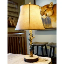 John Timberland Climbing Bears Rustic Accent Table Lamps 22 1/2" High Set Of 2 Brown Faux Wood With USB Charging Port Faux Leather Shade For Desk -Home Decoration Sale GUEST 1e843e35 94a5 4588 95da a93cd9fd6e2f