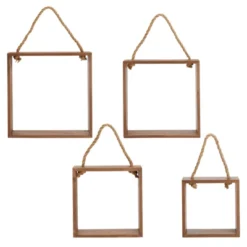 Farmlyn Creek Set Of 4 Square Wall Hanging Shelves, Rustic Wooden Cube Shelf With Rope, Brown, 4 Sizes -Home Decoration Sale GUEST 1fc74937 e709 4c38 ab25 58e514ebb6cc