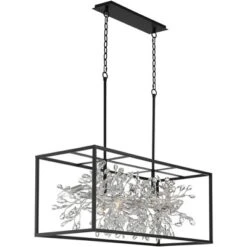 Possini Euro Design Carrine Black Silver Linear Pendant Chandelier 38 1/2" Wide Modern Clear Crystal 8-Light Fixture For Dining Room Kitchen Island -Home Decoration Sale GUEST 20098fb7 060c 4b63 8ebf 0c0b0dd92a5c