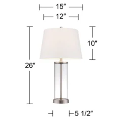 360 Lighting Coastal Table Lamps 26" High Set Of 2 Clear Glass Fillable Steel White Tapered Shade For Living Room Family Bedroom Bedside -Home Decoration Sale GUEST 21612943 b951 4630 866e f2a519f56c8f