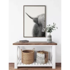 23" X 33" Sylvie Highland Cow Crop Framed Canvas Wall Art By The Creative Bunch Studio Gray - Kate And Laurel -Home Decoration Sale GUEST 220b68f9 0b5d 4c04 98fa f294a4df768a
