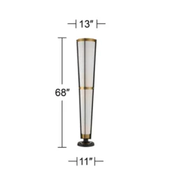 Possini Euro Design Mid Century Modern Torchiere Lamp 4-Light 68" Tall Antique Brass Off White Linen Cone Shade Living Room Office Uplight -Home Decoration Sale GUEST 2546a9df b05c 4171 ace1 8bbe40c1f0c0