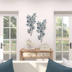 Metal Leaf Wall Decor With Gold Accent Blue - Olivia & May -Home Decoration Sale GUEST 26b79036 561d 4ac6 ba40 2cdec58e73ec