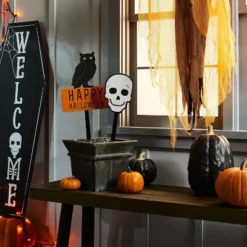 Falloween Large Black Sheltered Porch Pumpkin Halloween Decorative Sculpture - Hyde & EEK! Boutiqueâ„¢