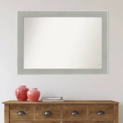 41" X 29" Non-Beveled Glam Linen Gray Wall Mirror - Amanti Art -Home Decoration Sale GUEST 29a48887 63b4 4b14 9c35 c0cf881cdfa7