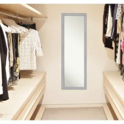 17" X 51" Vista Brushed Framed On The Door Mirror Nickel - Amanti Art -Home Decoration Sale GUEST 2b895273 7264 4881 80b1 c32e033fad6c