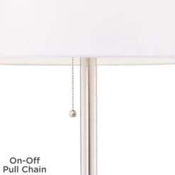 360 Lighting Caper Modern Floor Lamps With Tray Table 60 1/2" Tall Set Of 2 Brushed Nickel USB And Outlet Off White Fabric Drum Shade For Living Room -Home Decoration Sale GUEST 2d2c94b4 b401 4759 b205 f895a638fd45