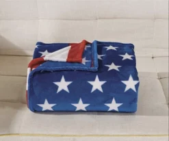 Noble House July 4th Stars & Stripes American Flag Ultra Lush Oversized Throw Blanket (50" X 70")