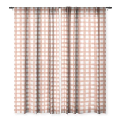 Little Arrow Design Co Watercolor Plaid Terracotta Single Panel Sheer Window Curtain - Deny Designs 2 Little Arrow Design Co Watercolor Plaid Terracotta Single Panel Sheer Window Curtain - Deny Designs - Image 2