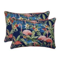 Flamingo 2pc Rectangular Outdoor Throw Pillow Set Blue - Pillow Perfect -Home Decoration Sale GUEST 2f0f336c 6689 4f58 a5f5 6fffd8e580c2