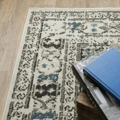 Trinity Distressed Traditional Patio Area Rug Beige/Gray - Captiv8e Designs -Home Decoration Sale GUEST 30728000 74a4 4430 b831 ac74604edaec